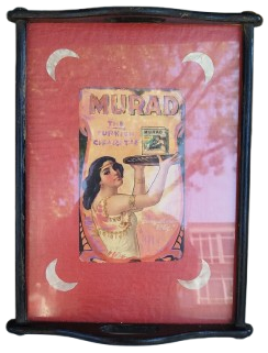 MURAT THE TURKISH CIGARETTE CAM AHSAP CERCEVELİ KAHVE TEPSİSİ EL YAPIM