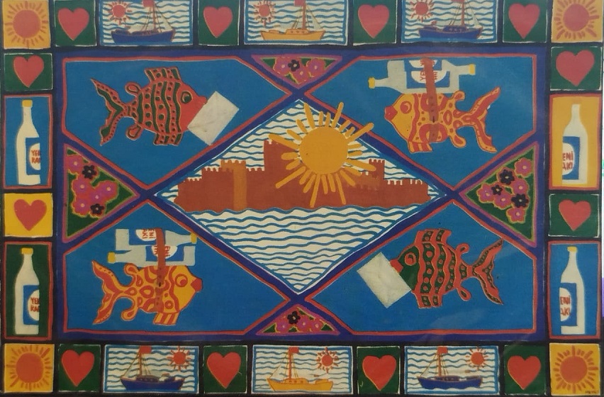 YENİ RAKI TEMALI OFSET BASKI CİZİM KARTPOSTAL MEHMET SONMEZ TASARIMI