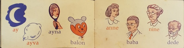 1973 İLK OKUL RESİMLİ EL CİZİM RENKLİ ALFABETURK BAYRAGI VE  GAZİ MUSTAFA KEMAL KAPAKLI