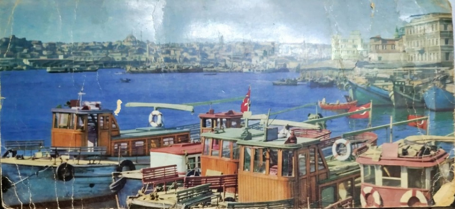 KARAKOYDEN HALİCİN GORUNUSU  YARIM PANORAMİK KARTPOSTAL POSTADAN GECMİŞ