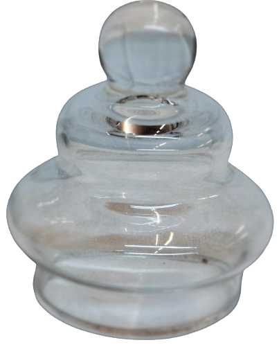 OSMANLI  KADEMELİ BOGUMLU CAM HACAMAT ŞİŞE Sİ TEPEDEN TUTMA TOPUZLU