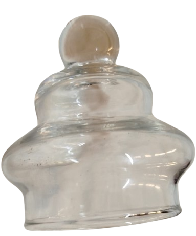 OSMANLI  KADEMELİ BOGUMLU CAM HACAMAT ŞİŞE Sİ TEPEDEN TUTMA TOPUZLU