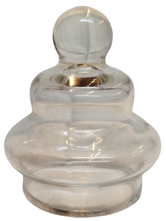 OSMANLI  KADEMELİ BOGUMLU CAM HACAMAT ŞİŞE Sİ TEPEDEN TUTMA TOPUZLU