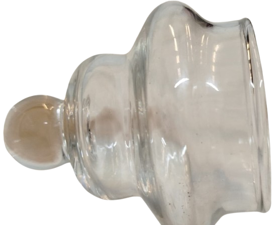 OSMANLI  KADEMELİ BOGUMLU CAM HACAMAT ŞİŞE Sİ TEPEDEN TUTMA TOPUZLU