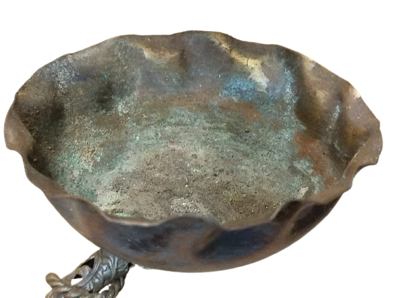 OSMANLI EL YAPIM İŞLEMELİ MELEKLİ SARI PİRİNÇ BUHURDAN AYAKLI TÜTSÜLÜK