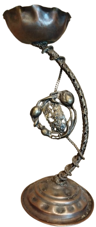 OSMANLI EL YAPIM İŞLEMELİ MELEKLİ SARI PİRİNÇ BUHURDAN AYAKLI TÜTSÜLÜK