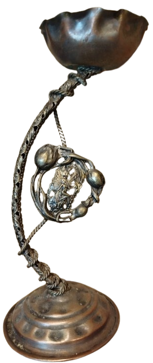 OSMANLI EL YAPIM İŞLEMELİ MELEKLİ SARI PİRİNÇ BUHURDAN AYAKLI TÜTSÜLÜK