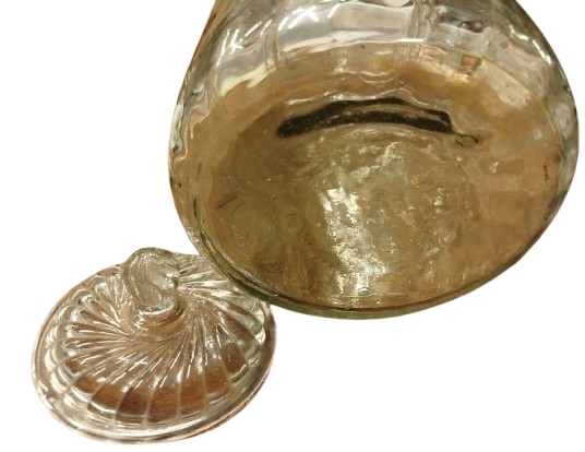 OSMANLI SEKERCİ KAVANOZU BURGULU KAPAKLI KOPARMA TEKNİKLİ UFLEME KAVANOZ