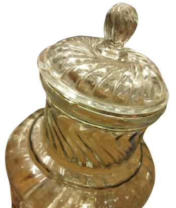 OSMANLI SEKERCİ KAVANOZU BURGULU KAPAKLI KOPARMA TEKNİKLİ UFLEME KAVANOZ