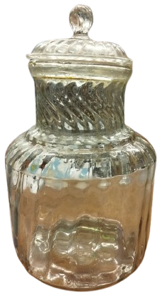 OSMANLI SEKERCİ KAVANOZU BURGULU KAPAKLI KOPARMA TEKNİKLİ UFLEME KAVANOZ