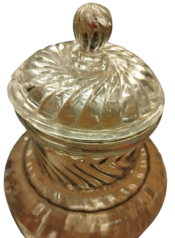 OSMANLI SEKERCİ KAVANOZU BURGULU KAPAKLI KOPARMA TEKNİKLİ UFLEME KAVANOZ