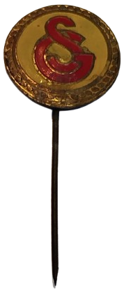 1950 GALATASARAY SPOR KULUBU İGNELİ YAKA ROZET SARI KIRMIZI EL BOYAMA UZERİ