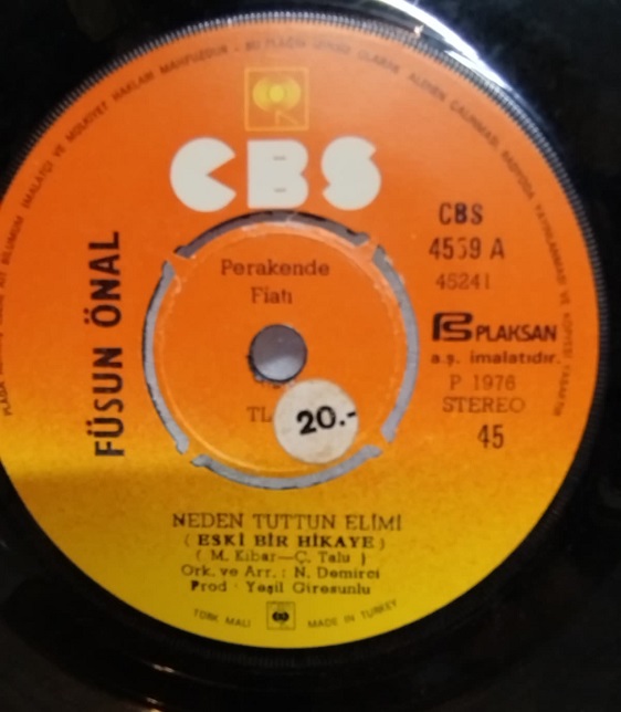 FUSUN ONAL NEDEN TUTTUN ELİMİ (ESKİ BİR HİKAYE) BUNLARDA GECER ORJINAL KAB 45 LİK PLAK