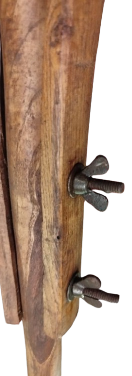 1950 KELEBEK VİDALARLA 3 BOYA AYARLANABİLİR TEK EL YAPIM KOLTUK ALTI TAHTA DEGNEK