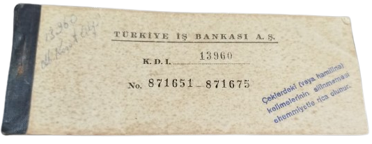 1950 TURKİYE İS BANKASI A.S CEK KOCANI 2 SAYFA KULLANILMIS 23 YAZILMAMIS CEK SAYFALI