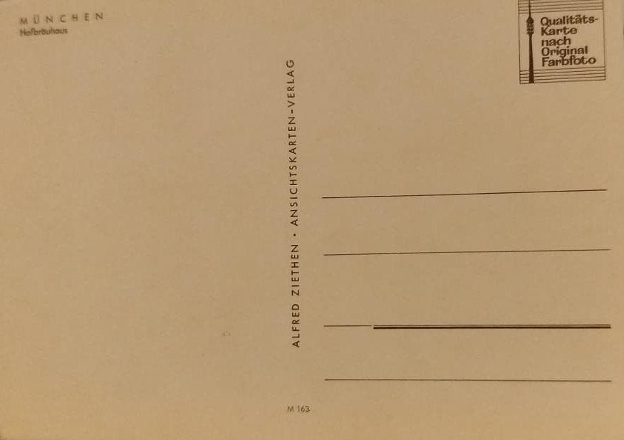 1970 KARTPOSTAL TEBRİK KARTI ALMANYA’NIN MÜNİH (MÜNCHEN) ŞEHRİNDEKİ HOFBRÄUHAUS BİNASINI TANITAN BİR TEBRİK KARTIDIR