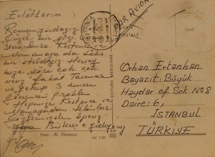 1970 KARTPOSTAL TEBRİK KARTI ROMANYA’NIN CONSTANTA ŞEHRİ LİMANI, BİNALARI, CAMİSİ, TEKNELERİ