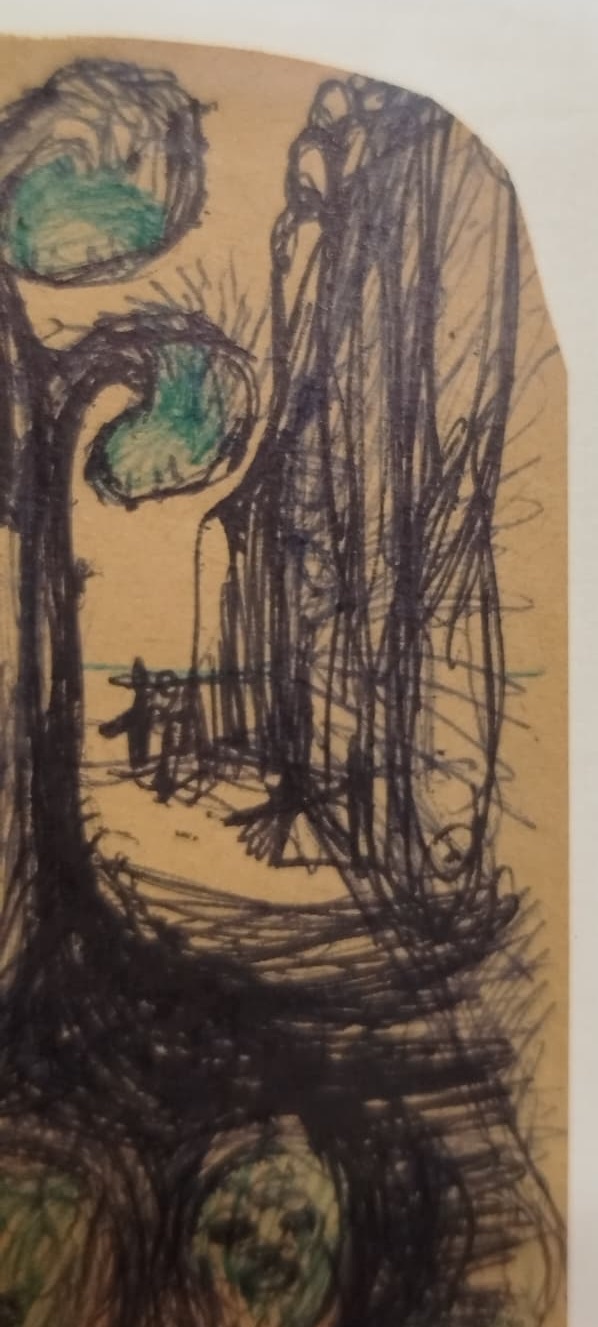 1977 CİHAT ÖZEGEMEN  D.1921 / O.1993  SANATCI İMZALI GÖZ VE YUZLER KARISIK TEKNIK ORJINAL CERCEVESİNDE