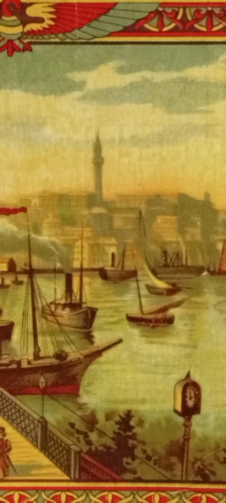 OSMANLI FES ETİKETİ HALİC GALATA KÖPRÜ TAVSİRLİ AUSTRİA BASKISI ORJİNAL BASKI ESKİ ÜRÜN