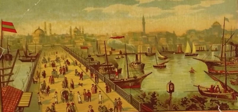 OSMANLI FES ETİKETİ HALİC GALATA KÖPRÜ TAVSİRLİ AUSTRİA BASKISI ORJİNAL BASKI ESKİ ÜRÜN