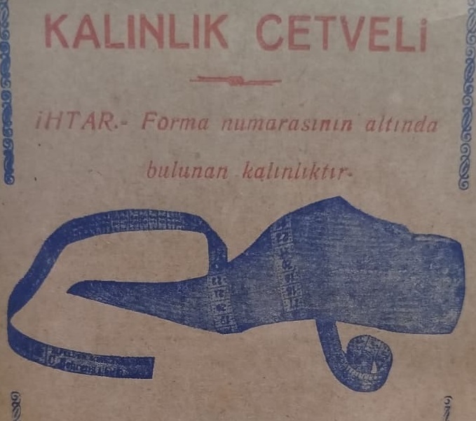 FİL KUNDURA KALIP FABRİKASI KALINLIK CETVELİ K. MIRCIKYAN BEYOGLU İSTANBUL 