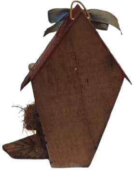 TERMOMETRE EV İCİ SICAKLIK  SOGUKLUK OLCER DERECE CAM CUBUK İCERSİNDE KIRMIZI CIVA KIRMIZI AHSAP EL OYMA  YAZIN HABERCİSİ LEYLEK VE YAVRUSU 