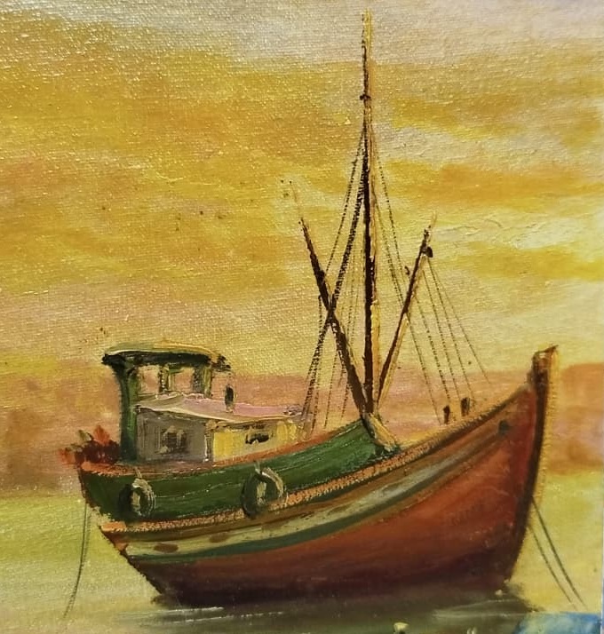 KADİR EKİM SANATCI İMZALI YAGLI BOYA İSTANBUL HALİCDE ESKİ HAL MAVNALAR SEBZE MEYVA YUKU BEKLERKEN 