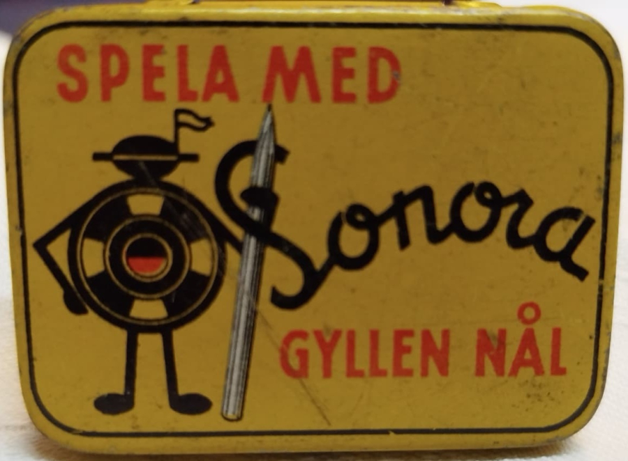 SPELA MED  SONORA GYLLEN NAL TENEKE KAPAKLI GRAMOFON İGNE KUTUSU