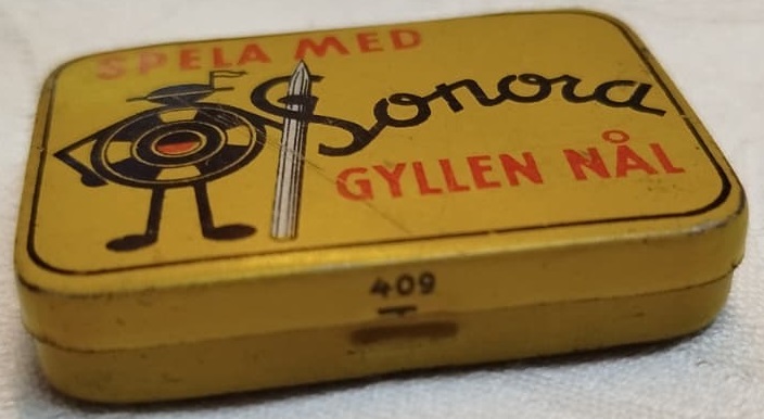 SPELA MED  SONORA GYLLEN NAL TENEKE KAPAKLI GRAMOFON İGNE KUTUSU