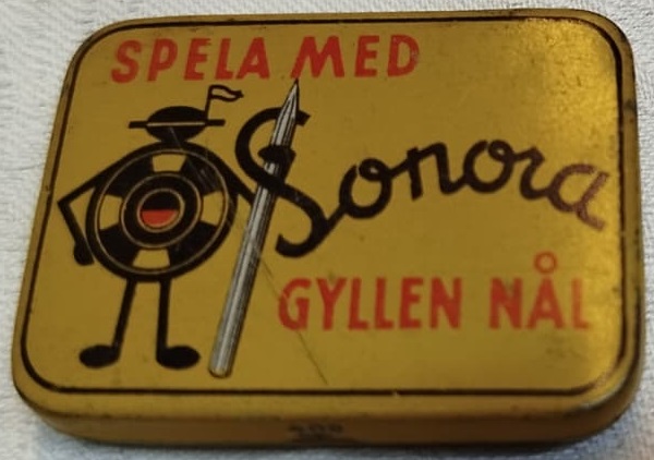 SPELA MED  SONORA GYLLEN NAL TENEKE KAPAKLI GRAMOFON İGNE KUTUSU