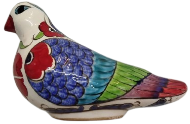 KUTAHYA SERAMİK EL YAPIM EL BOYAMA GÜVERCİN KUŞ BİBLOSU SANATCI İMZALI 