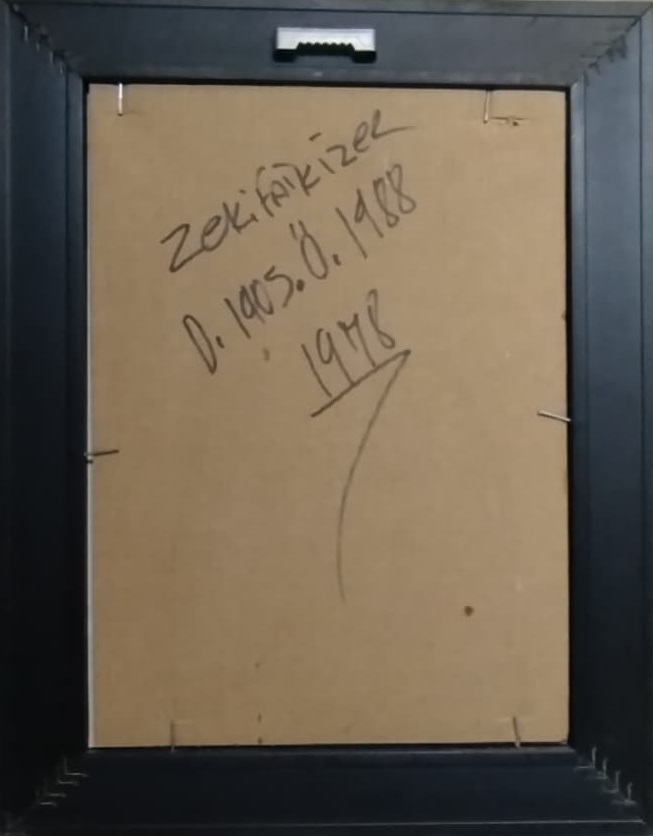 ZEKİ FAİK İZEL İMZALI KARISIK TEKNİK SULU BOYA   GRI MAVİ  TONLARDA ABSTRACT (SOYUT)  CALIŞMA 