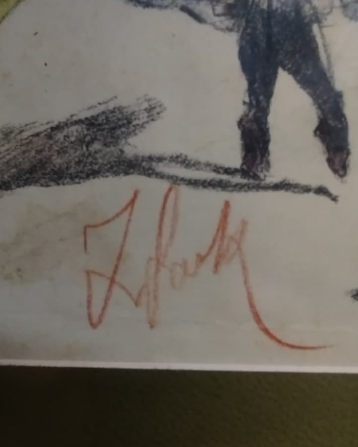 ZEKİ FAİK İZER (1905-1988) İMZALI BUZ PATENİ YAPAN CİFT PASTEL BOYA CALIŞMA