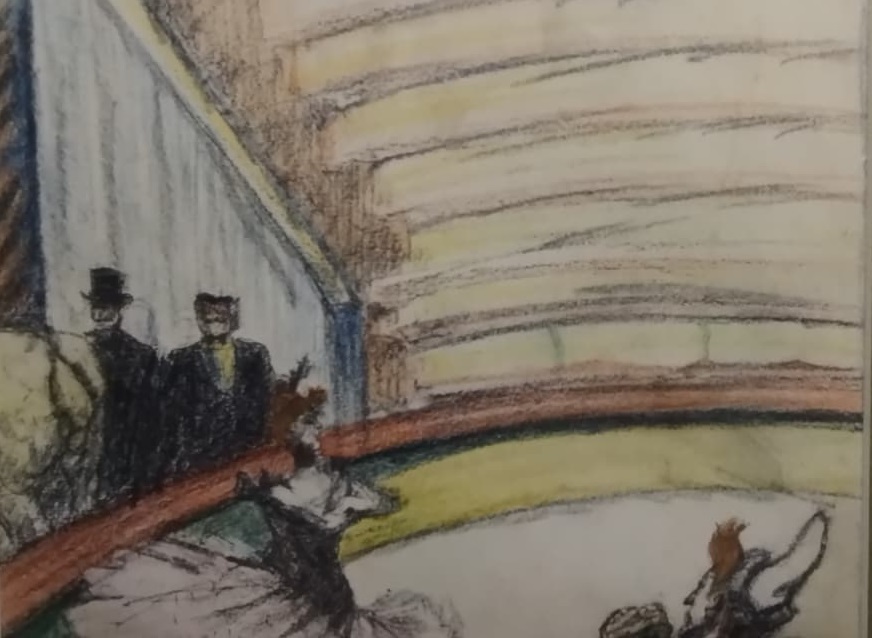 ZEKİ FAİK İZER (1905-1988) İMZALI BUZ PATENİ YAPAN CİFT PASTEL BOYA CALIŞMA