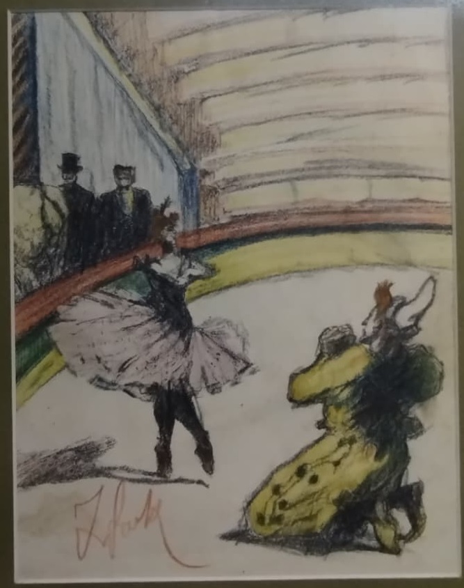 ZEKİ FAİK İZER (1905-1988) İMZALI BUZ PATENİ YAPAN CİFT PASTEL BOYA CALIŞMA