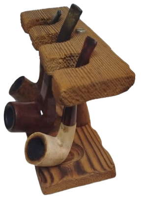 DOGAL AHSAP ÜCLU PIPO STANDI EL YAPIM 