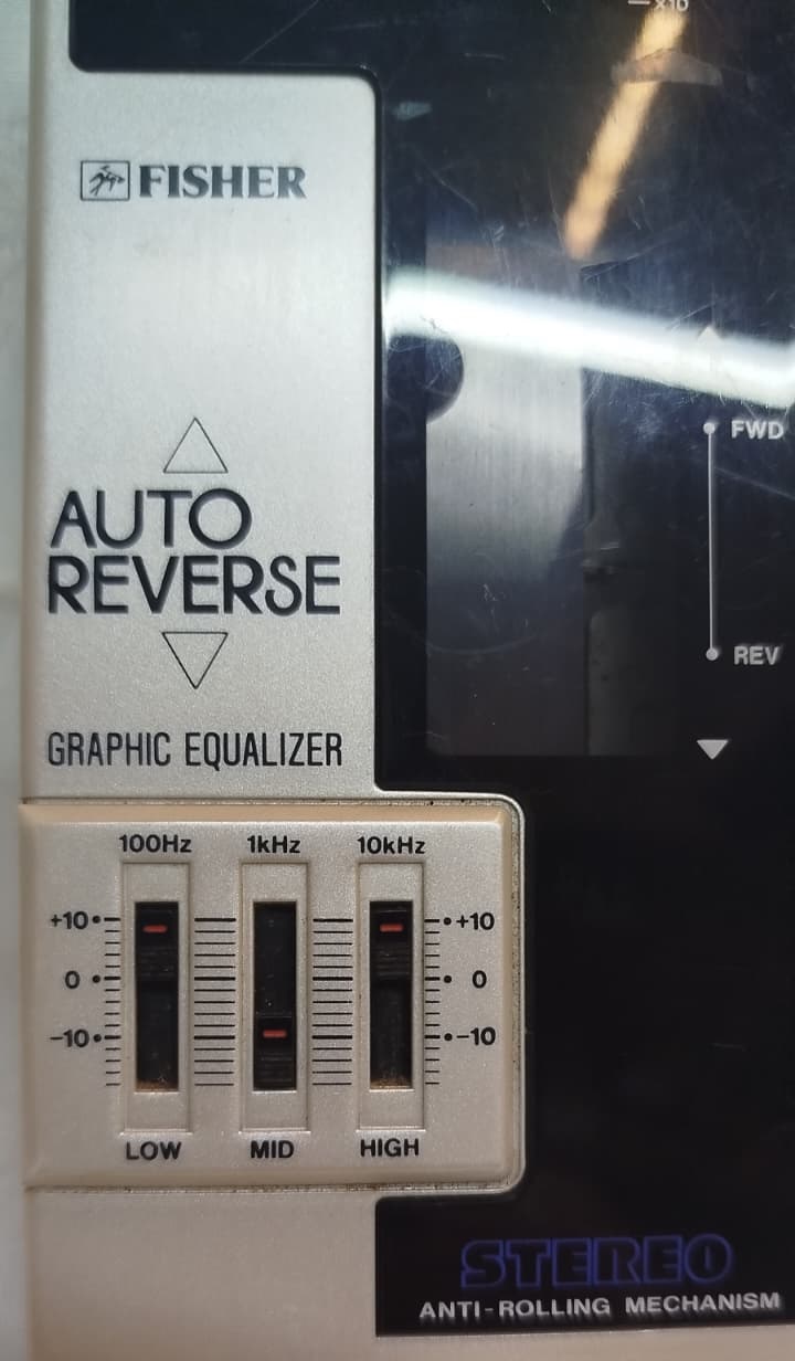 FISHER AUTO REVERSE GRAPHIC EQUALIZER STEREO ANTI ROLLING MECHANISM WALKMAN AM FM STEREO RADIO CASSETTE PLAYER VOLKMEN