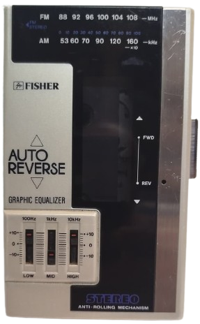 FISHER AUTO REVERSE GRAPHIC EQUALIZER STEREO ANTI ROLLING MECHANISM WALKMAN AM FM STEREO RADIO CASSETTE PLAYER VOLKMEN