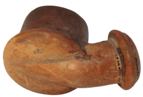 OSMANLI 19 YUZYIL TOPHANE LÜLE TÜTÜN İÇME KIZIL KİL TOPRAK İLE ELDE YAPILIP FIRINDA PİSMİS TERRACOTTA