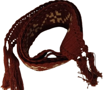 OSMANLI GELİN KAR TENE DESENLİ KAHVE KREM TONLARDA ELBİSE UZERİ EL ORGU SACAKLI PUSKULLU KEMER