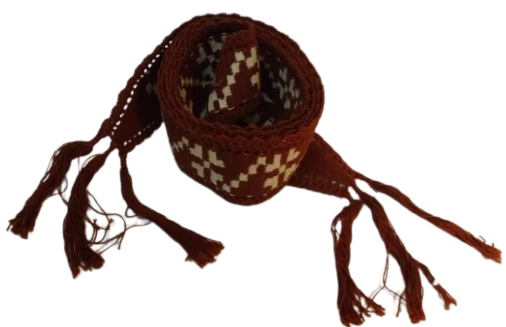 OSMANLI GELİN KAR TENE DESENLİ KAHVE KREM TONLARDA ELBİSE UZERİ EL ORGU SACAKLI PUSKULLU KEMER