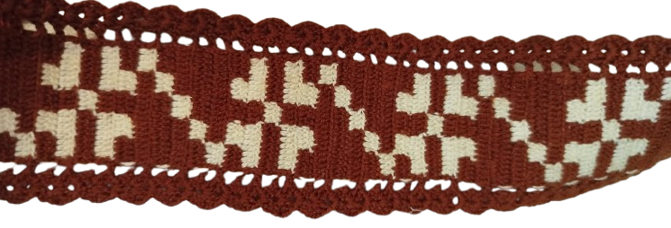 OSMANLI GELİN KAR TENE DESENLİ KAHVE KREM TONLARDA ELBİSE UZERİ EL ORGU SACAKLI PUSKULLU KEMER