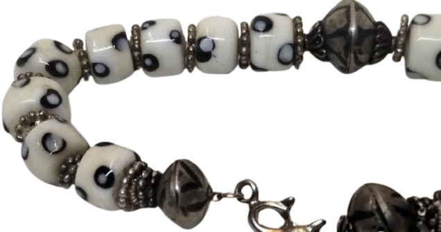 OSMANLI GUMUS SAVATLI UFLEME KOPARMA SUT BEYAZ MAVİ GOZ BONCUK DİZİLMİS BİLEKLİK 