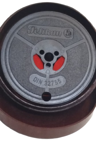 PELİKAN DAKTİLO KARBON SERİT KAHVERENK BAKALİT KUTU KIRMIZI SİYAH CİFT RENK