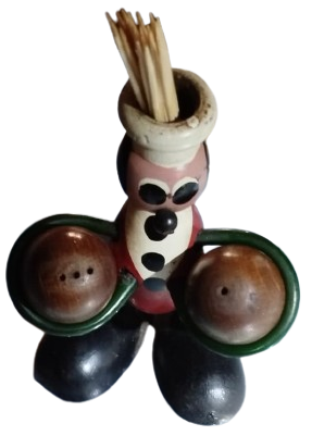 1960 MASA UZERİ AHSAP AHCI BASI TUZLUK BİBERLİK KURDANLIK 