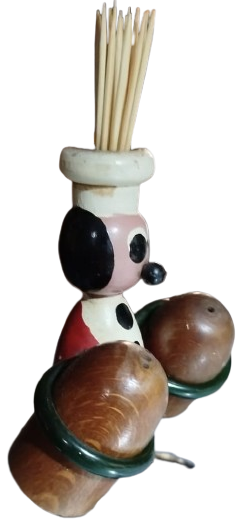 1960 MASA UZERİ AHSAP AHCI BASI TUZLUK BİBERLİK KURDANLIK 