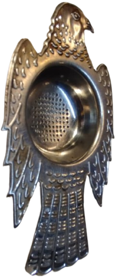 KARTAL SEKLİNDE TASARLANMIS KROM METAL TİRYAKİ CAY SUZGECİ