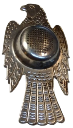 KARTAL SEKLİNDE TASARLANMIS KROM METAL TİRYAKİ CAY SUZGECİ