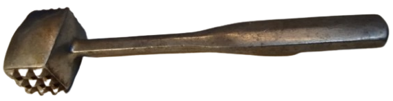 UZUN SAPI VE KÜP ŞEKLİNDE TIRTILLI BAŞI OLAN ALUMİNYUM METAL ÇEKİÇ SERT ET PARÇALARINI İNCELTMEK VE YUMUŞATMAK