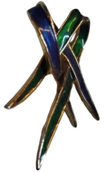 ALTIN KAPLAMA EL YAPIM OZEL TASARIM UZERİ SICAK MİNE MAVİ VE YESİL FARKINDALIK KUDELASI OZEL GUNLER İCİN